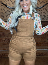 4124 Judy Blue Overall Shorts Brown