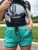 4571 Raised Round Here Shorts Turquoise