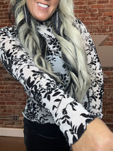 5409 Winter Floral Mesh Top