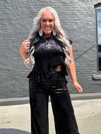 5416 Black Velvet Pants