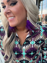 468 Purple Feather Earrings