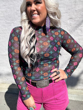 4182 Inspired Aztec Mesh Top