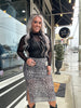 5074 Gray Leopard Midi Skirt
