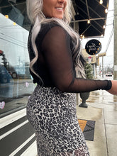 5074 Gray Leopard Midi Skirt