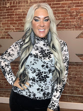 5409 Winter Floral Mesh Top