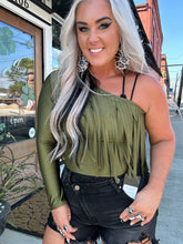 3654 Olive Fringe Bodysuit