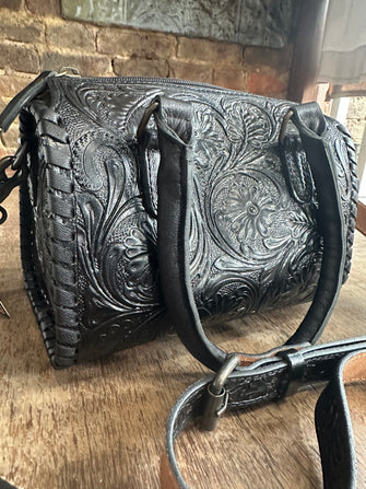 5340 Tooled Leather Speedy Purse Black