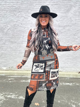 4954 Cowtown Collage Mesh Dress