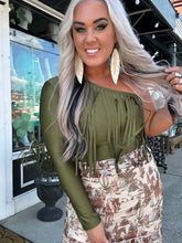 3654 Olive Fringe Bodysuit