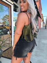 3654 Olive Fringe Bodysuit