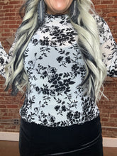 5409 Winter Floral Mesh Top