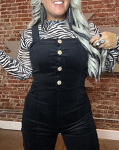 5504 Cord Cowgirl Overalls Black