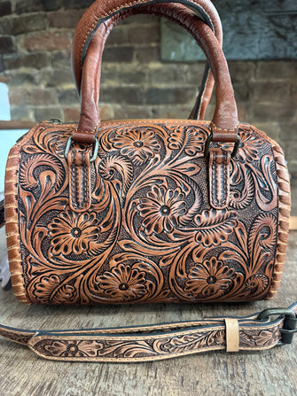 5339 Tooled Leather Speedy Purse Brown