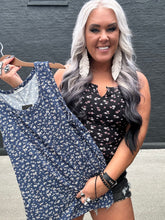 5325 Floral and Fun Tank Navy