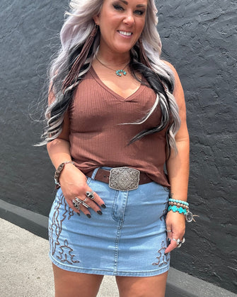 5304 Just Stitchin It Denim Skirt