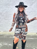 4954 Cowtown Collage Mesh Dress