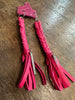 3988 Leather Braid Earrings Pink