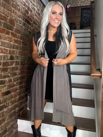 2663 Studded Layer Cardi Vest