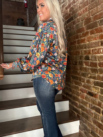 3172 Satin Floral Top