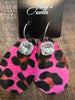 771 Magenta Leopard Leather Earrings