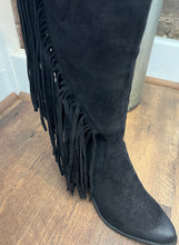 1368 Black Fringe Knee High Boots