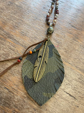 493 Camo Leather Natural Stone Necklace