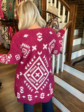 1403 Magenta Aztec Sweater Cardi