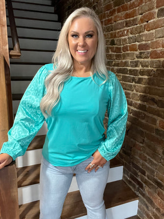 2112 Turquoise Leopard Top